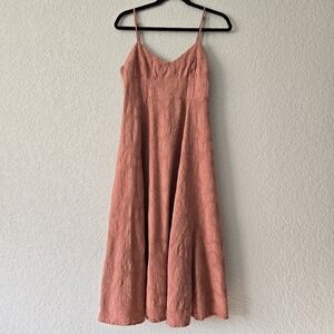 Lulus Time For Tea Dusty Rose Jacquard Sleeveless Midi Dress XL Babydoll
